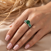Premium 925 Sterling Silver Solitaire Bold Green Stone Designer Ring